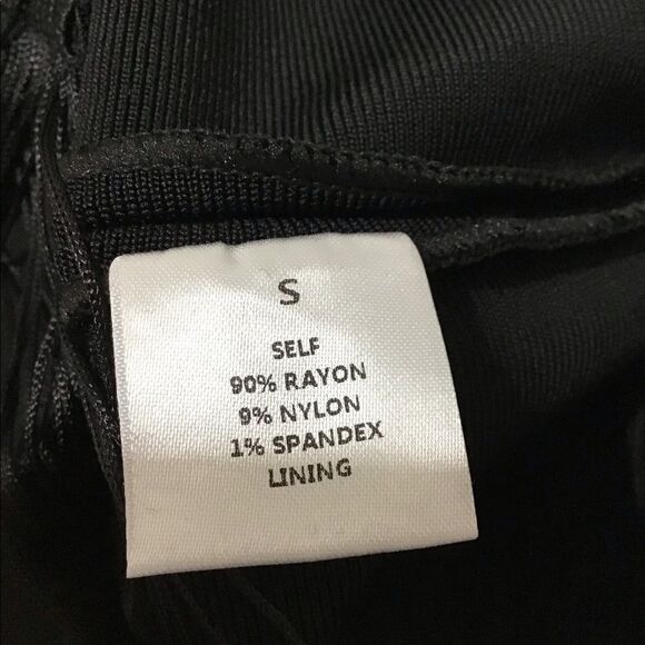 ATHINA Black Bandage Strapless Fringe Mini Dress New Size Small - Picture 4 of 9